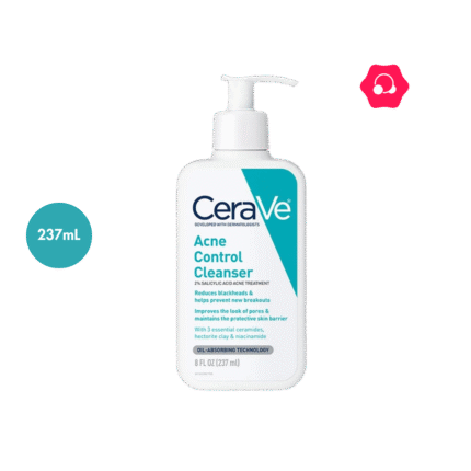 CeraVe Acne Control CleanserFormulated to clear acne, reduce blackheads, and improve the appearance of pores. Use every morning and evening. Shake bottle well before use. Wet face, then work a dime-size amount into a lather. Gently massage, avoiding the eye area. Rinse well. As product can increase skin's sun sensitivity, we recommend using CeraVe Face Moisturizer with Sunscreen SPF 30 or higher.