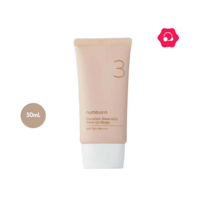 numbuzin No. 3 Porcelain Base Skip Tone Up Beige Sunscreen SPF 50+ PA++++