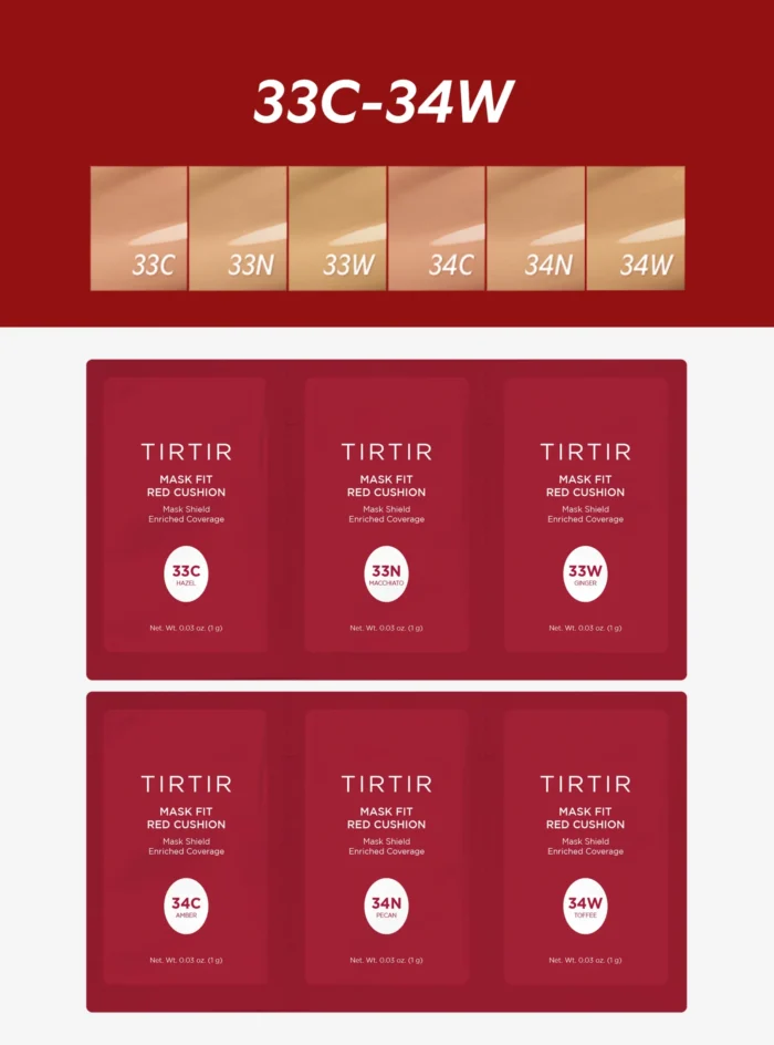 TIRTIR Mask Fit Red Cushion Trial Kits Shades 33C - 34W (6ea) - Image 2