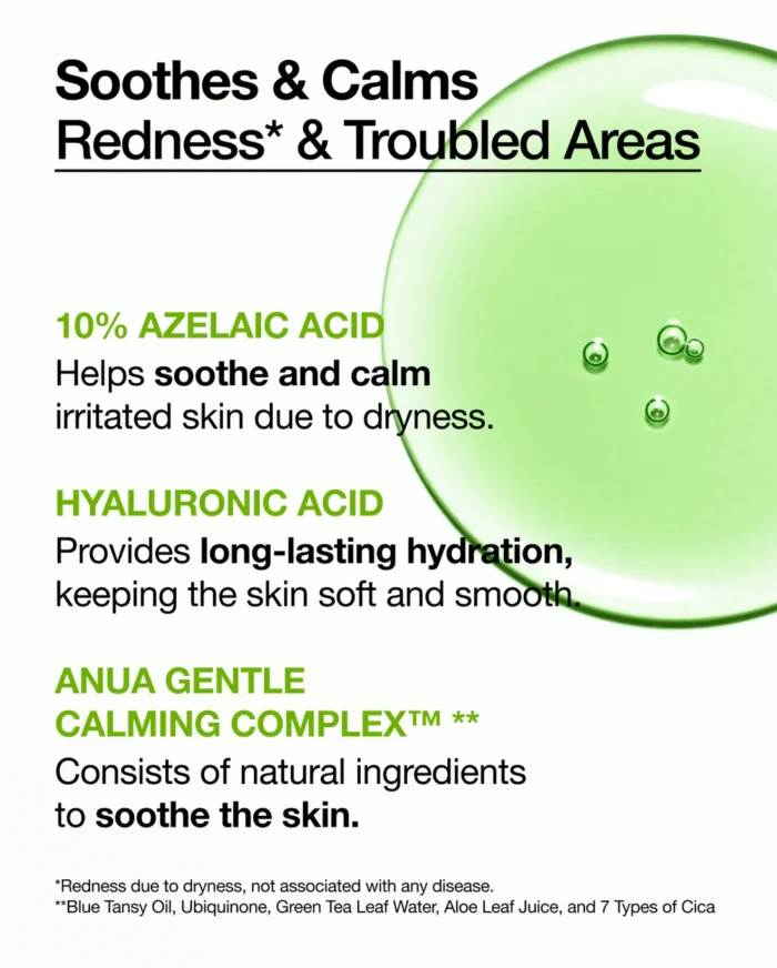 Anua Azelaic Acid 10 Hyaluron Redness Soothing Serum (30mL) - Image 3