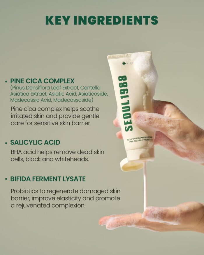K-SECRET Seoul 1988 Cleansing Foam : Pine Cica 1% + Probiotics (150mL) - Image 4