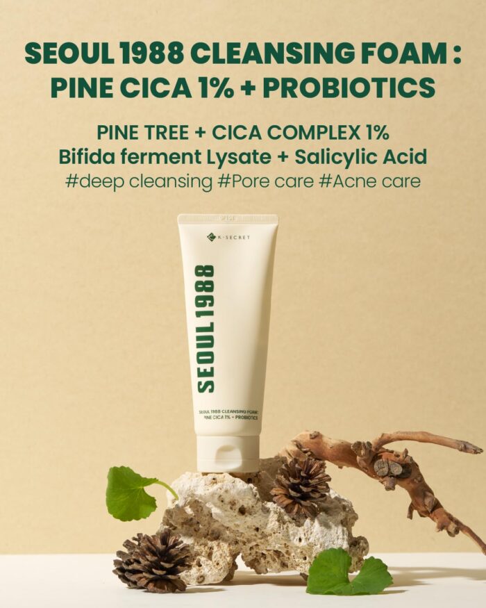 K-SECRET Seoul 1988 Cleansing Foam : Pine Cica 1% + Probiotics (150mL) - Image 2