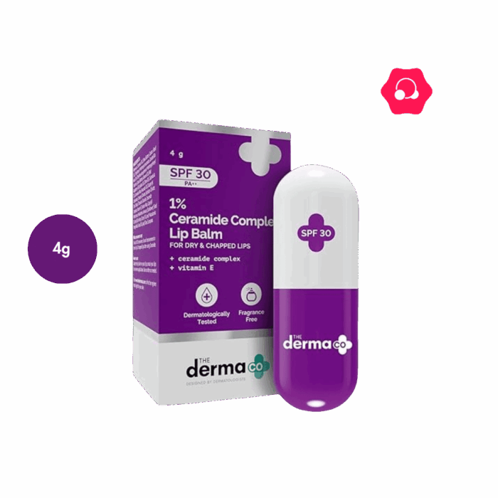 The Derma Co 1% Ceramide Complex Lip Balm SPF 30 PA++ For Dry And Chapped Lips