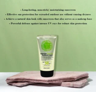 3W CLINIC Intensive Green Tea Sunblock Cream SPF 50+ PA+++ (70mL) - Image 2