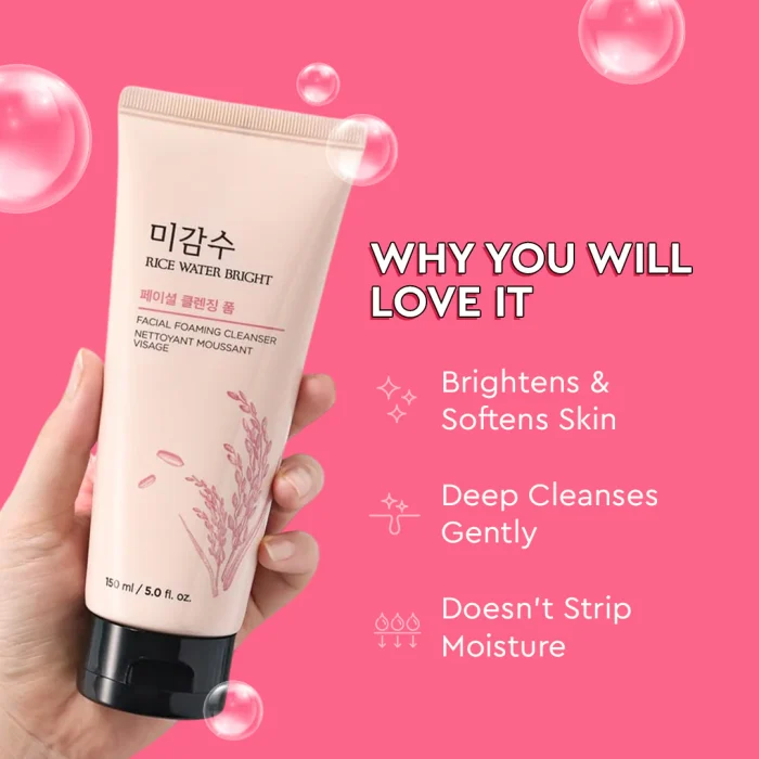 THE FACE SHOP Rice Water Bright Foaming Cleanser (150mL) - Image 4