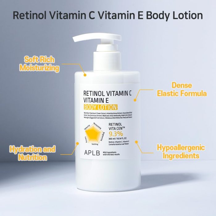 APLB Retinol Vitamin C Vitamin E Body Lotion (300mL) - Image 2