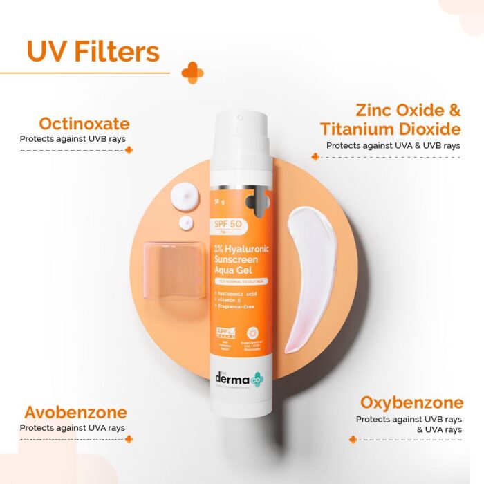 The Derma Co 1% Hyaluronic Sunscreen Aqua Gel SPF50+ PA++++ Travel Size (50g) - Image 6