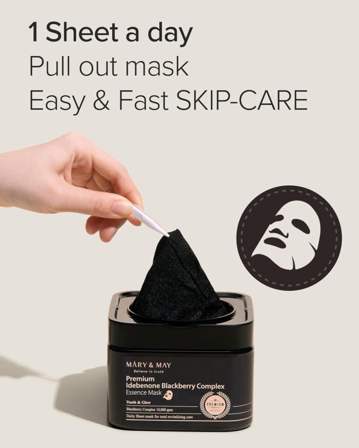 Mary & May Premium Idebenon Blackberry Complex Essence Mask (20 Masks) - Image 2