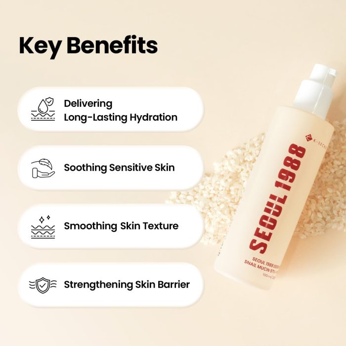 K-SECRET Seoul 1988 Essence : Snail Mucin 97% + Rice (100mL) - Image 4
