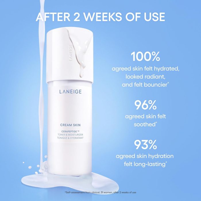 LANEIGE Cream Skin Cerapeptide Refiner Toner & Moisturizer Travel Size (50mL) - Image 4