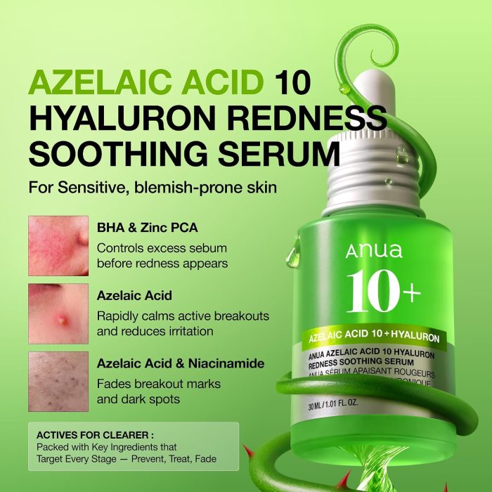Anua Azelaic Acid 10 Hyaluron Redness Soothing Serum (30mL) - Image 3