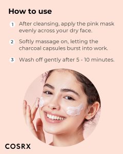 COSRX Poreless Clarifying Charcoal Mask Pink (110g) - Image 3