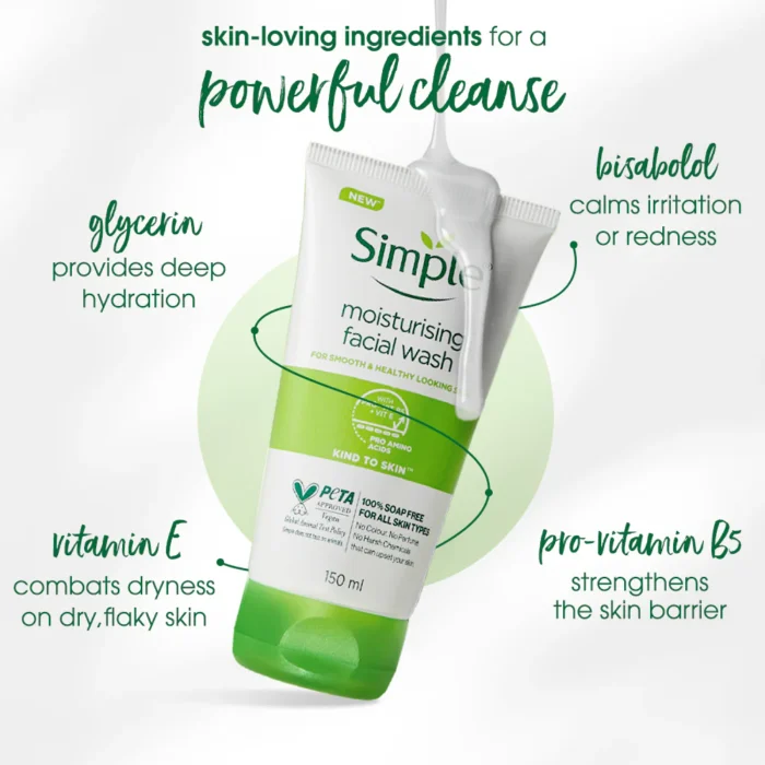 Simple Moisturising Facial Wash (150mL) - Image 5