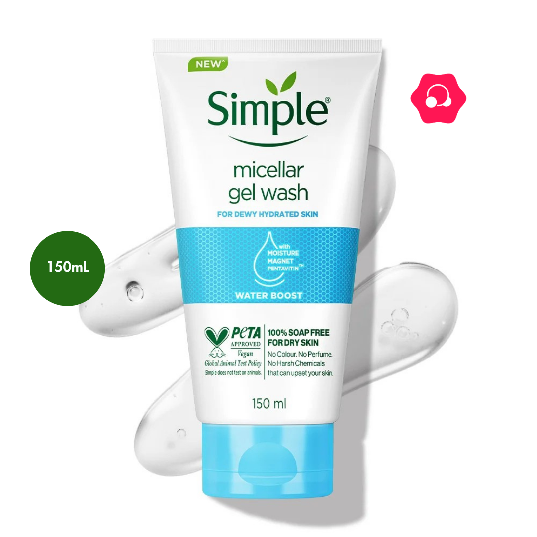 Simple Kind to Skin Water Boost Micellar Facial Gel Wash (150mL) Simple Kind to Skin Water Boost Micellar Facial Gel Wash (150mL)