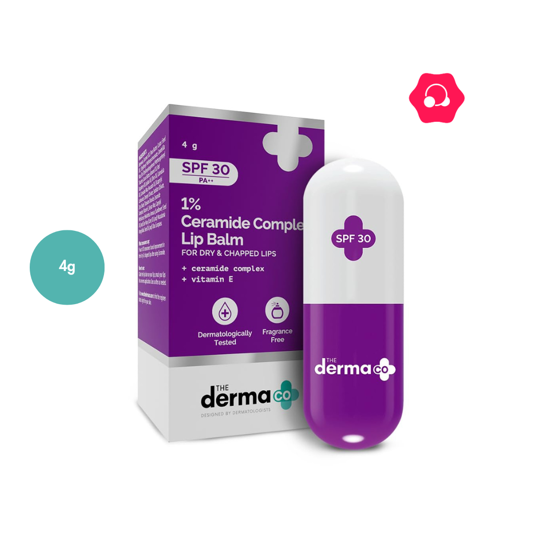 The Derma Co 1% Ceramide Complex Lip Balm with Ceramides & Vitamin E for Dry & Chapped Lips SPF 30+ PA++ (4g) The Derma Co 1% Ceramide Complex Lip Balm with Ceramides & Vitamin E for Dry & Chapped Lips SPF 30+ PA++ (4g)