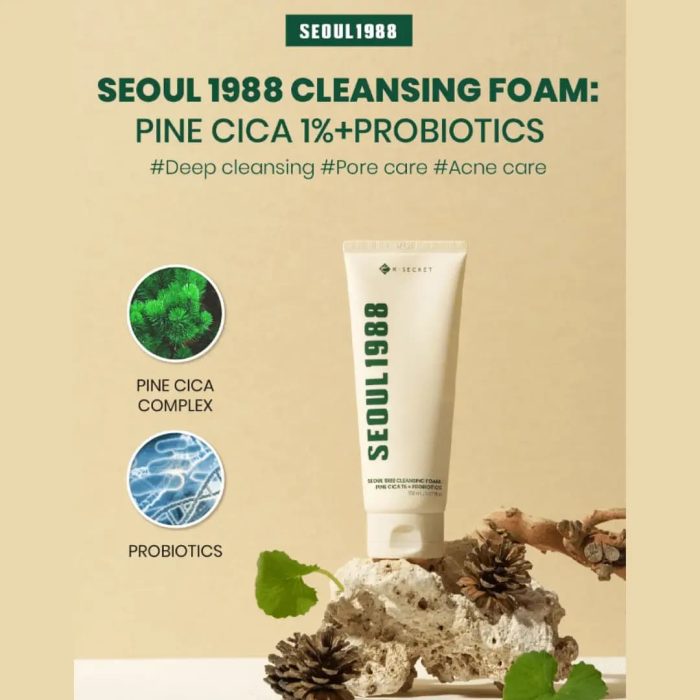 K-SECRET Seoul 1988 Cleansing Foam : Pine Cica 1% + Probiotics (150mL) - Image 4