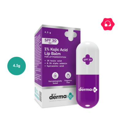 The Derma Co 1% Kojic Acid Lip Balm with Alpha Arbutin & Hyaluronic Acid with SPF 50+ PA++ (4.5g)
