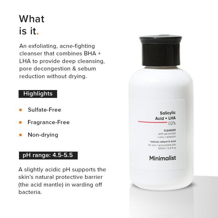 Minimalist Salicylic Acid + LHA 2% Cleanser (100mL) - Image 2