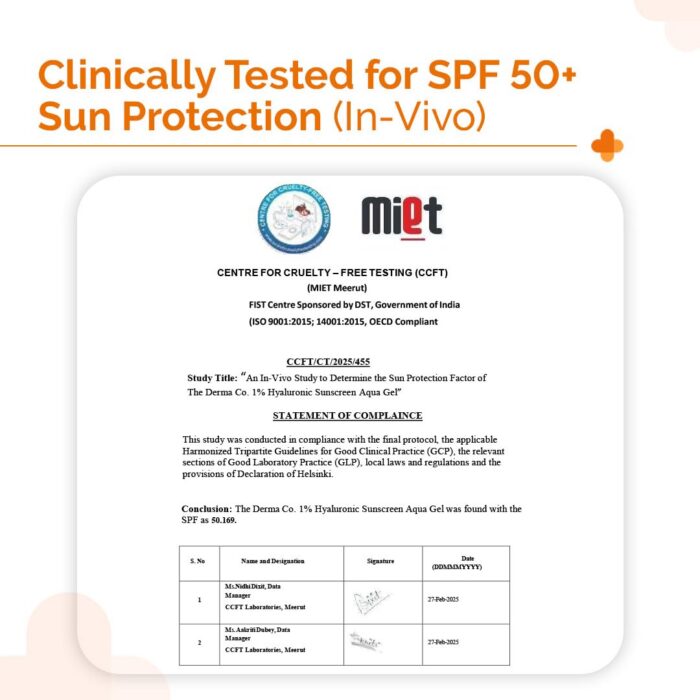 The Derma Co 1% Hyaluronic Sunscreen Aqua Gel SPF50+ PA++++ (80g) - Image 4