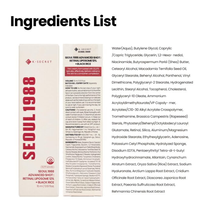 K-SECRET SEOUL 1988 Advanced Shot: Retinal Liposome 12% + Black Rice (15mL) - Image 9