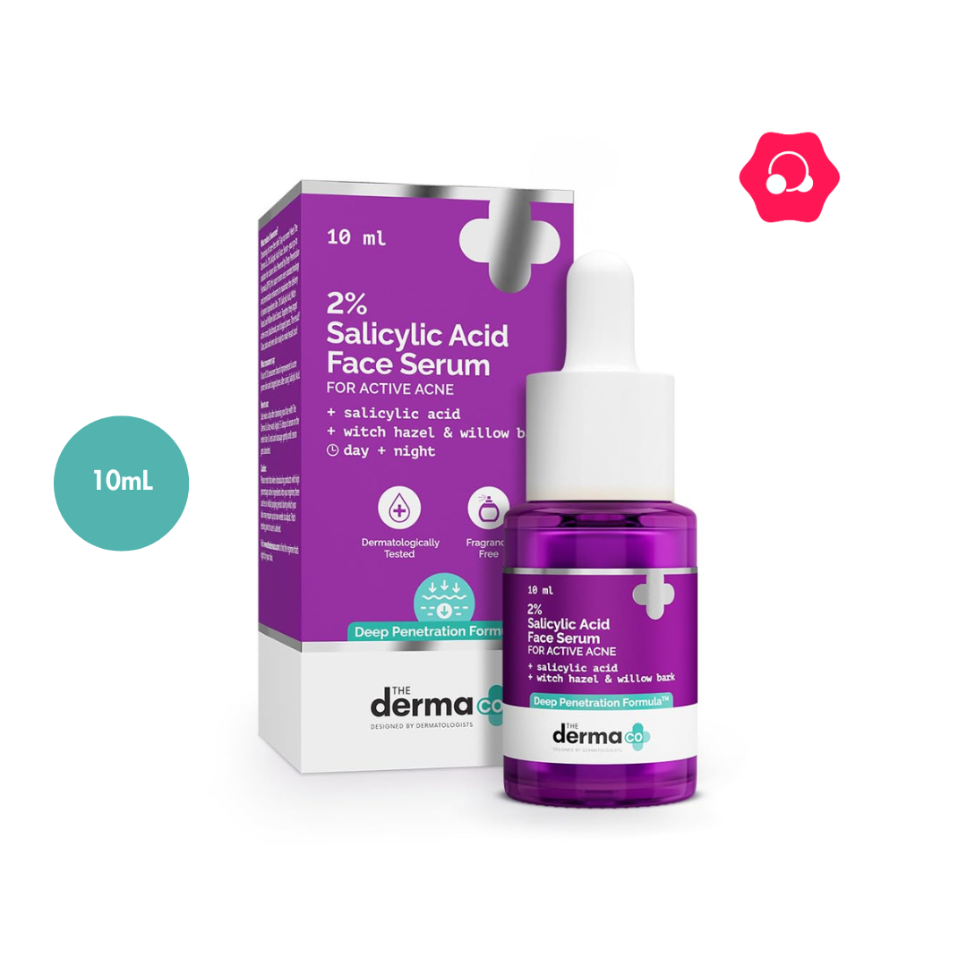 lj;l The Derma Co 2% Salicylic Acid Face Serum for Active Acne Minimalist (10mL) - Image 1
